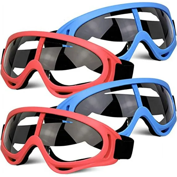 4 Pack Protective Glasses Safety Goggles Eye Shield, Face Glasses for Kids Eye Protection Goggles Compatible(Blue & Red)