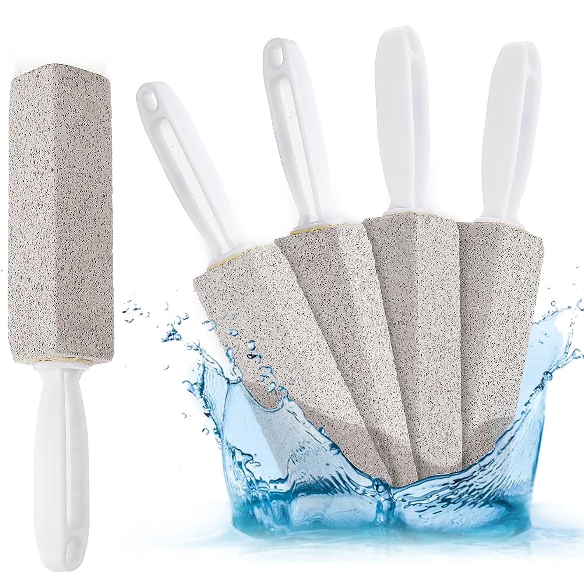 4 Pack Pumice Cleaning Stone with Handle Toilet Bowl Cleaner Hard Water Ring Remover for Bath, Pool, Kitchen, Household Cleaning