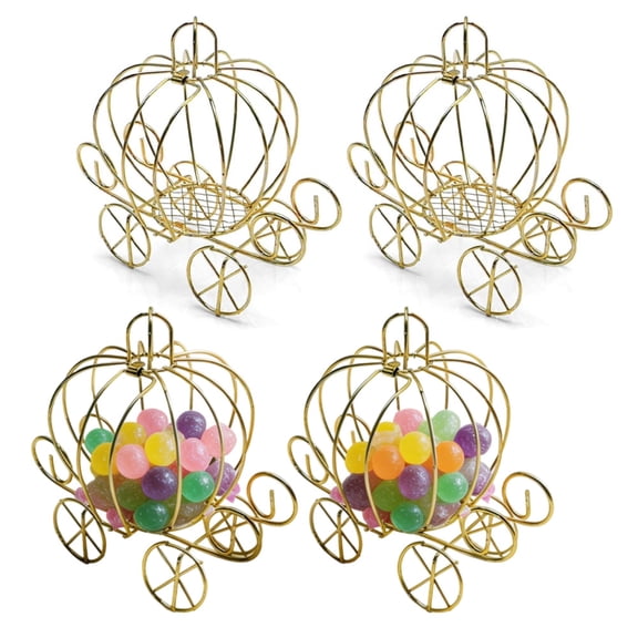 4 Pack Pumpkin Carriage Centerpiece Candy Holder Candy Cart Candy Container Tabletop Decoration for Birthdays Wedding Party