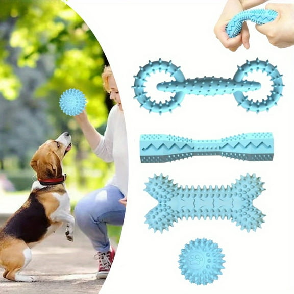 4-Pack Puppy Teething Aids for 0-6 Months, Natural Rubber Chews to Soothe Gums & Support Dental Health