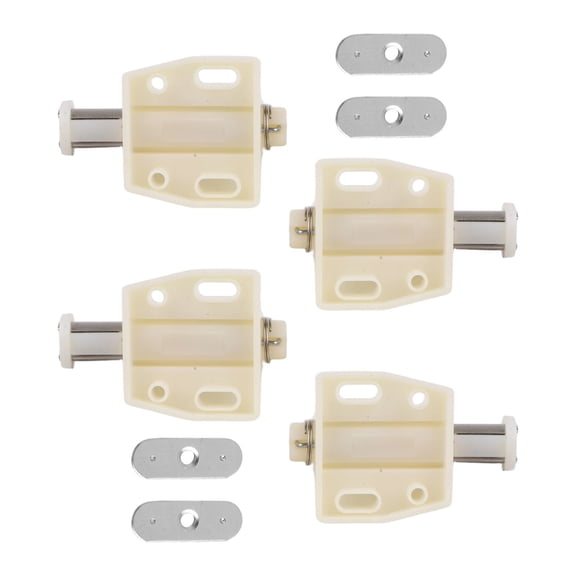 4 Pack Push to Open Drawer Latches, Touch Cabinet Door Catches with Magnet for Kitchen Cupboard Wardrobe, No Handle Required, ABS Plastic, 55mm x 39mm, Black and White
