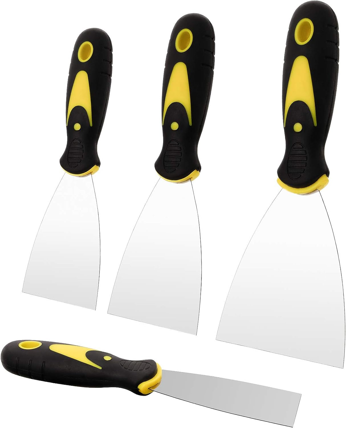 4 Pack Putty Knife Scrapers,Spackle Knife,Metal Scraper Tool for Drywall Finishing,Plaster Scraping,Decals and Wallpaper (5, 4, 3, 1.5 Wide)