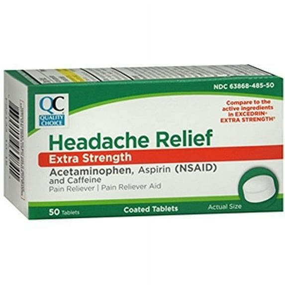 4 Pack QC Headache Relief Extra Strength 50 Tabs (Compare to Excedrin) Each