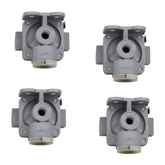 4 Pack QR-1C Quick Release Valves, 1/4" NPT Supply and BalancePort, 3/8" Delivery Port for Multiple Freightliner, International and Volvo Applications Replace 289714, Bendix 109089