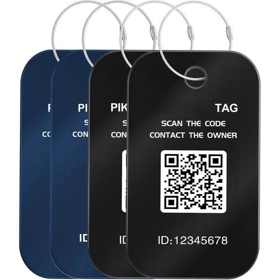 4-Pack QR Code Luggage Tags, Lost & Found Location ID Labels | Cloud Control | Dynamic Contact Info | Scan | Lost & Found System |
