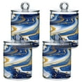 thumbnail image 1 of 4 Pack Qtip Holder Dispenser Blue Gold Marble Clear Plastic Storage Apothecary Jars for Cotton Swabs Balls Pads Floss, 1 of 7