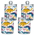 thumbnail image 1 of 4 Pack Qtip Holder Dispenser Cute Funny Dinosaurs Clear Plastic Storage Apothecary Jars for Cotton Swabs Balls Pads Floss, 1 of 7