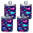 thumbnail image 1 of 4 Pack Qtip Holder Dispenser Neon Funny Cartoon Hearts Clear Plastic Storage Apothecary Jars for Cotton Swabs Balls Pads Floss, 1 of 7