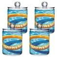 thumbnail image 1 of 4 Pack Qtip Holder Dispenser Swimming Circle Clear Plastic Storage Apothecary Jars for Cotton Swabs Balls Pads Floss, 1 of 7