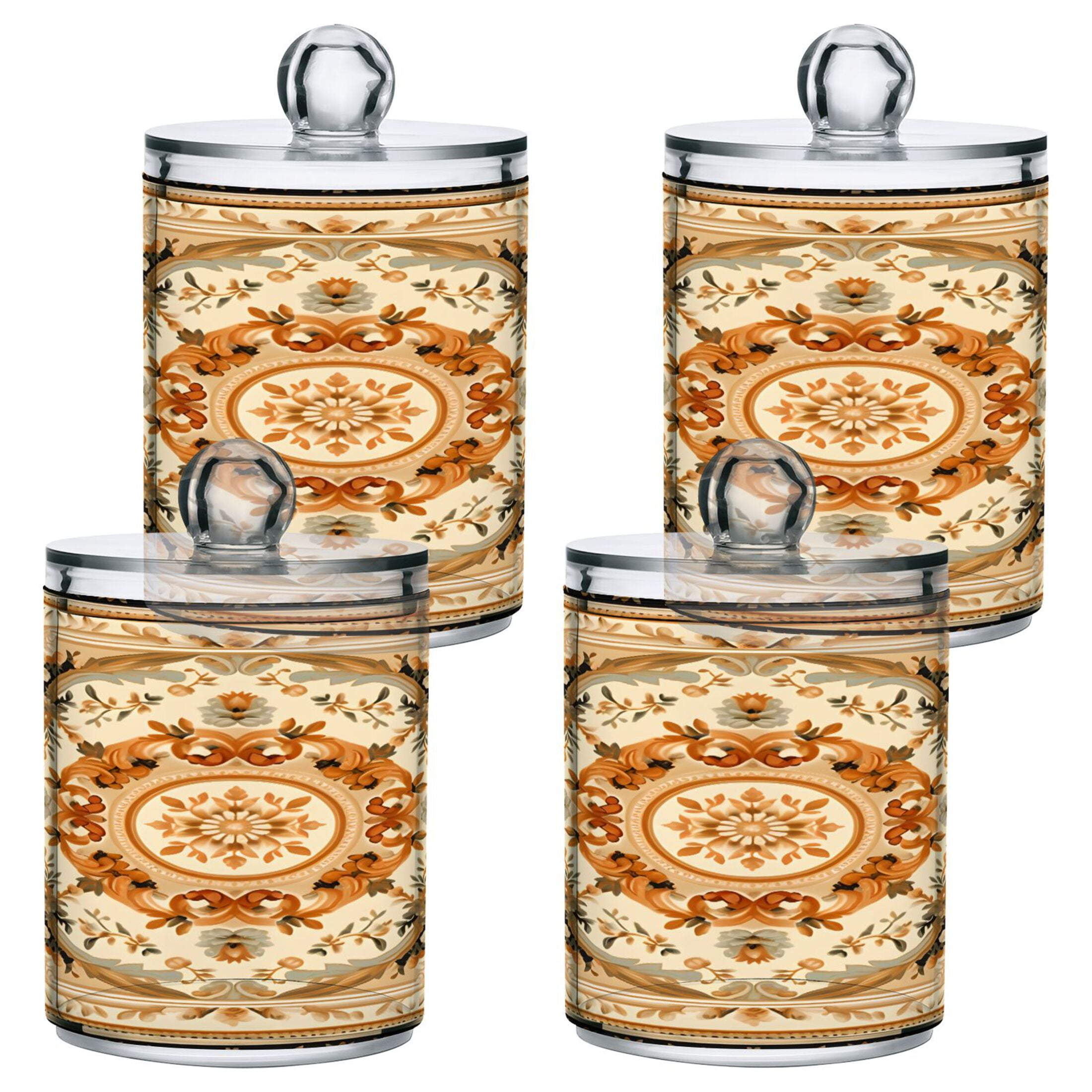 4 Pack Qtip Holder Dispenser Yellow Mandala Clear Plastic Storage ...