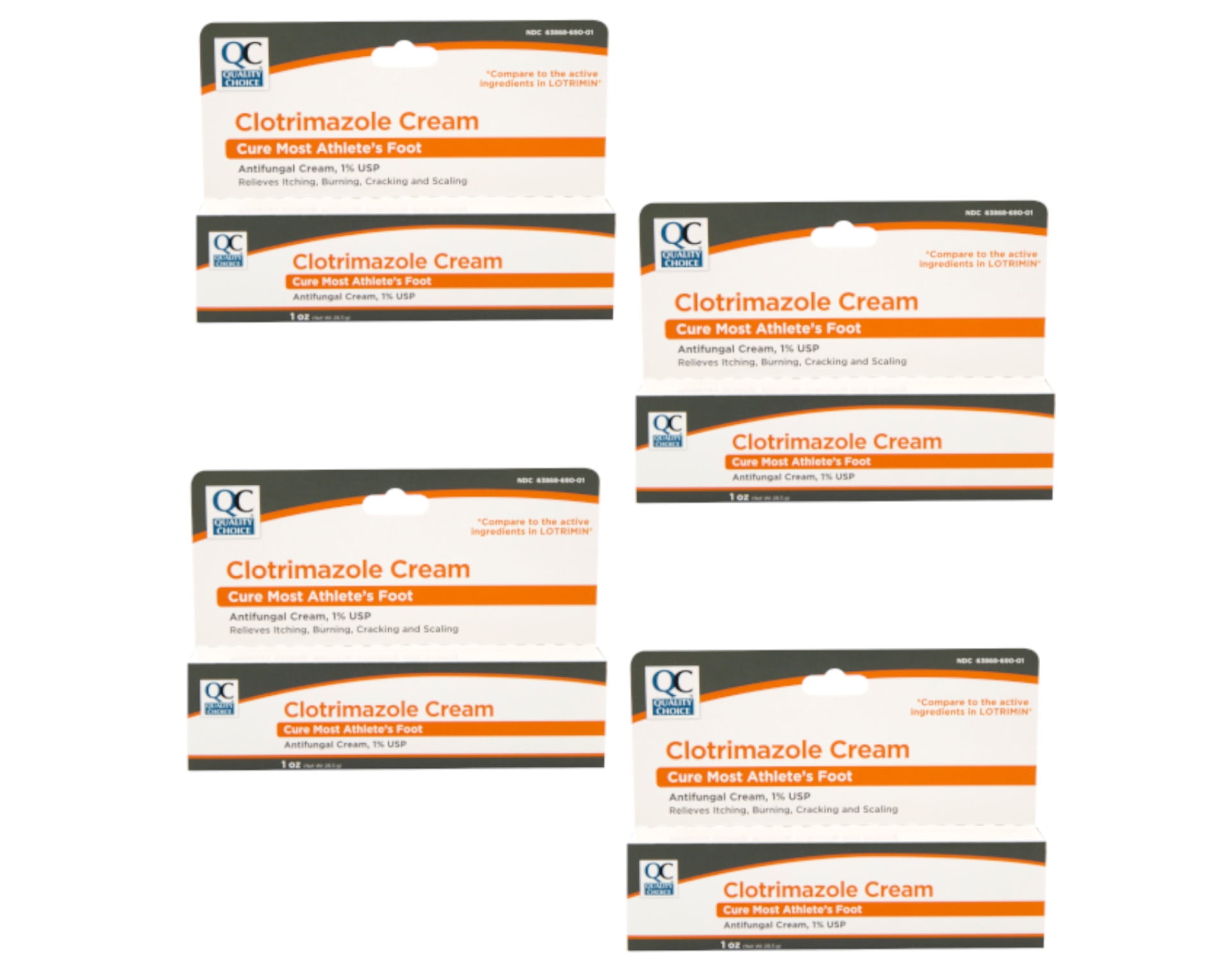 4 Pack Quality Choice Clotrimazole Cream Anitfungal 1oz Each