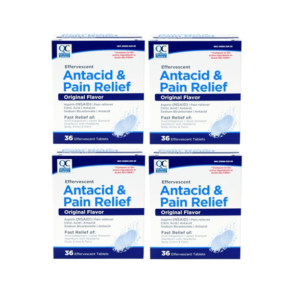 4 Pack Quality Choice Effervescent Pain Relief Antacid Tablets 36 Count Each