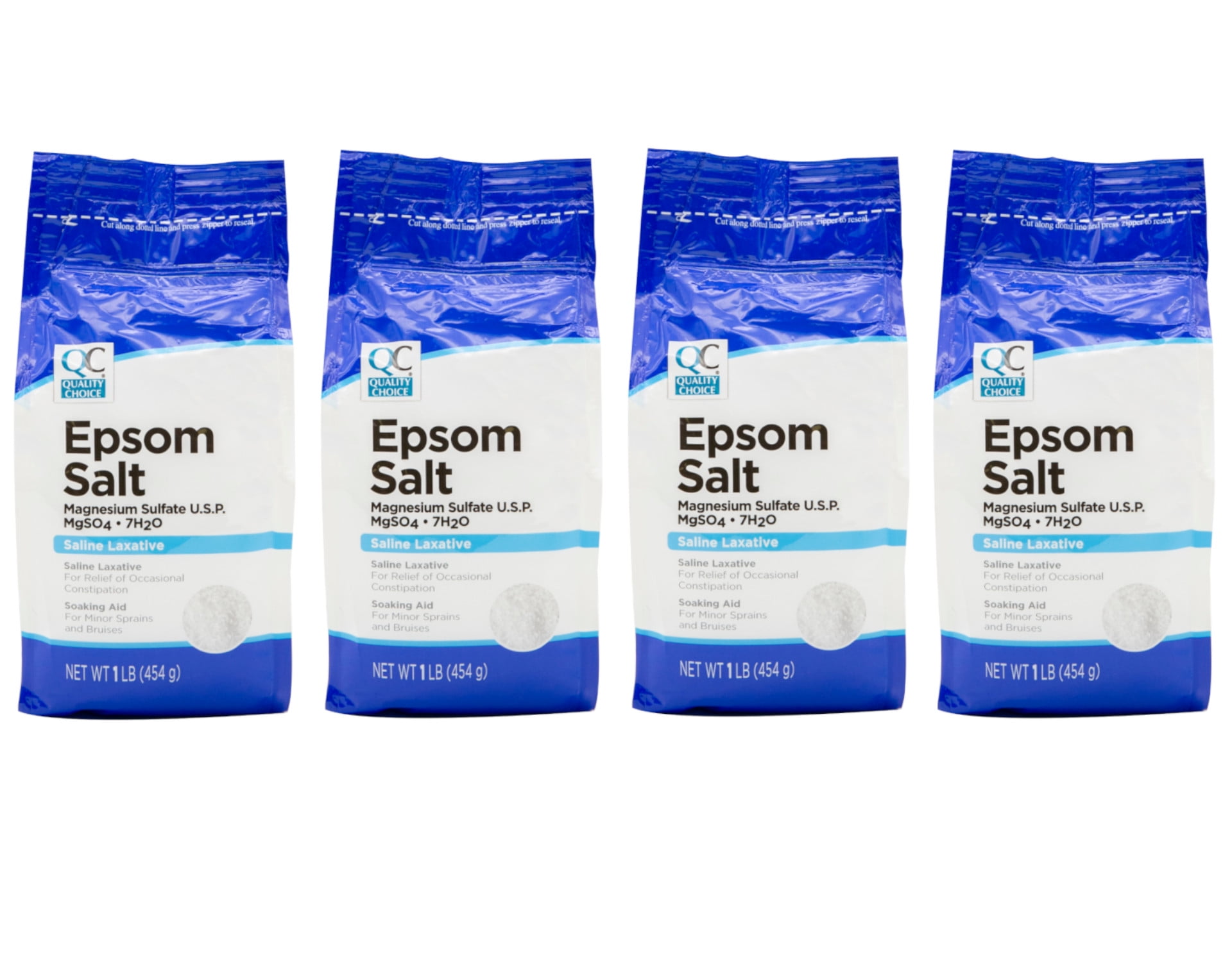 4 Pack Quality Choice Epsom Salt Soaking Solution/Saline Laxative 16 Oz Each