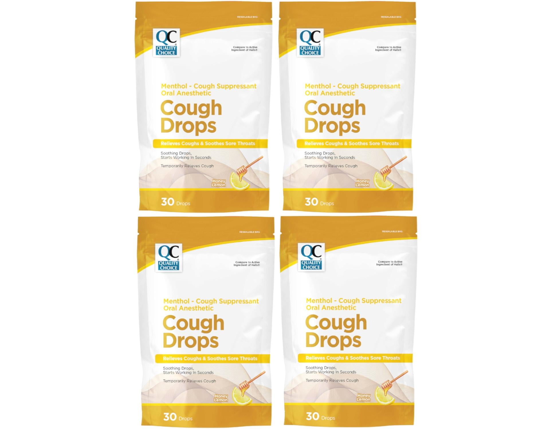 4 Pack - Quality Choice Honey Lemon Flavor Cough Drops, 30 Count Bag ...