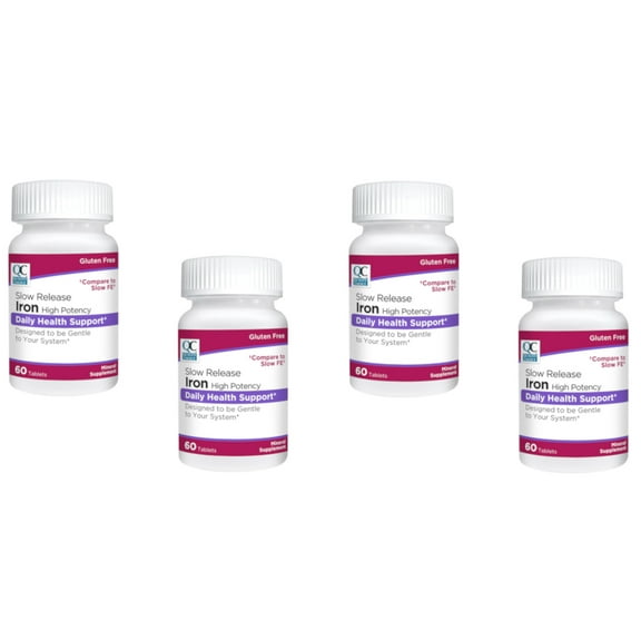 4 Pack Quality Choice Iron High Potency Slow Release Tablets 45mg 60 Tabs Each