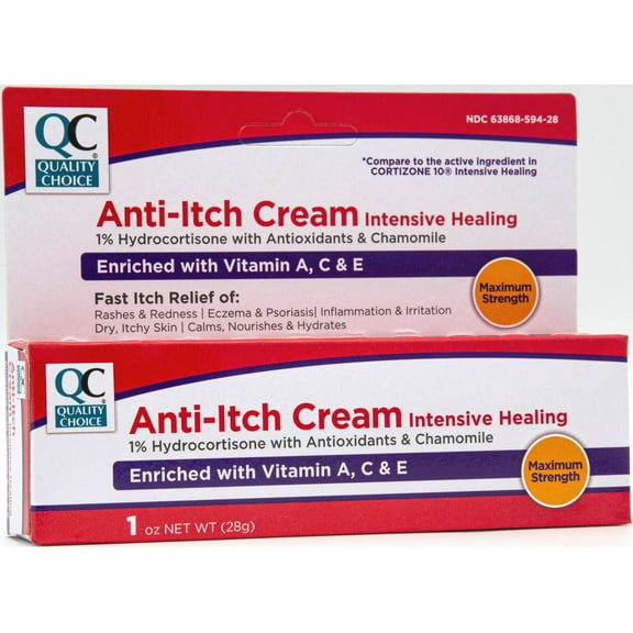 4 Pack Quality Choice Maximum Strength Hydrocortisone 1% Anti-Itch Cream 1oz Ea