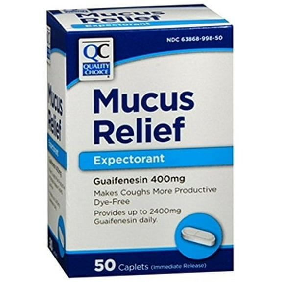 4 Pack Quality Choice Mucus Relief Expectorant Guaifenesin 400mg 50 Caplets Each