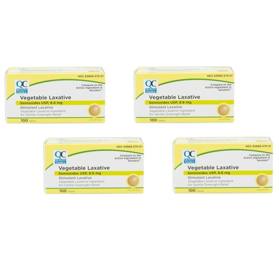 4 Pack Quality Choice Sennosides Natural Vegetable Laxative 100 Tablets Each