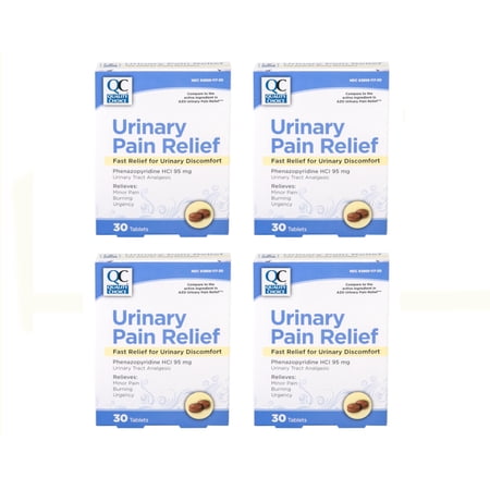 4 Pack Quality Choice Urinary Pain Relief, 30 Tablets