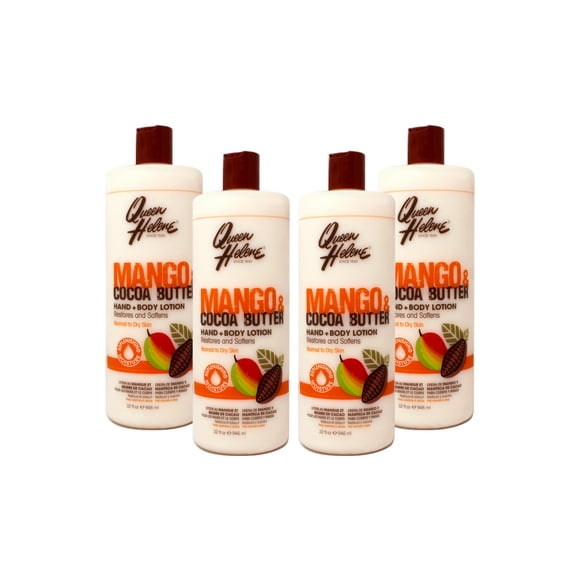 4 Pack - Queen Helene Mango & Cocoa Butter Hand + Body Lotion, Restores and Softens, Normal to Dry Skin, 32 FL OZ