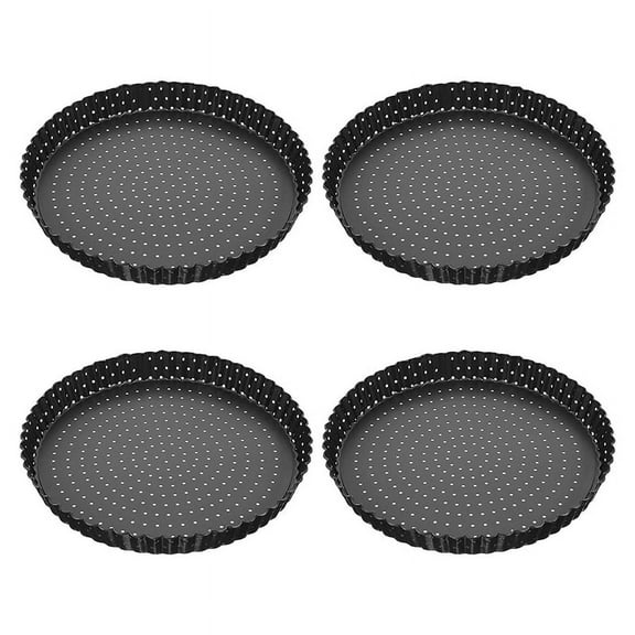 4 Pack Quiche Tart Pan,5 Inch Round Perforated Pizza Baking Tray Non-Stick Tin with Holes for Cakes,Pies,Quiches