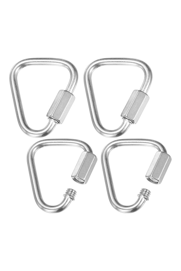 4-Pack Quick Chain Link Connector, M4 5/32" 304 Stainless Steel Triangle Locking Repair Chain Links for Swing/Camping/Hiking/Backpack, Twist Key Ring Screw Chain Link [Silver]