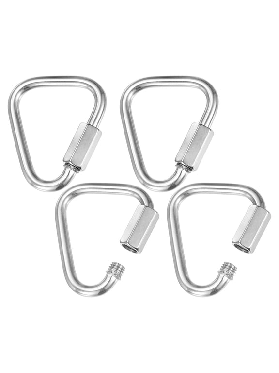 4-Pack Quick Chain Link Connector, M5 3/16" 316 Stainless Steel Triangle Locking Repair Chain Links for Swing/Camping/Hiking/Backpack, Twist Key Ring Screw Chain Link [Silver]