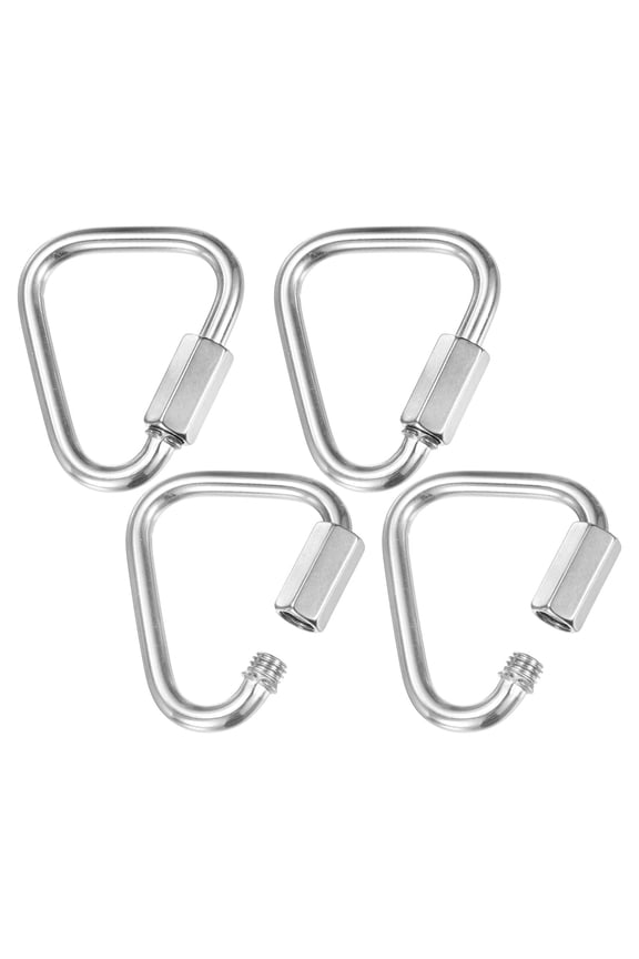 4-Pack Quick Chain Link Connector, M5 3/16" 316 Stainless Steel Triangle Locking Repair Chain Links for Swing/Camping/Hiking/Backpack, Twist Key Ring Screw Chain Link [Silver]