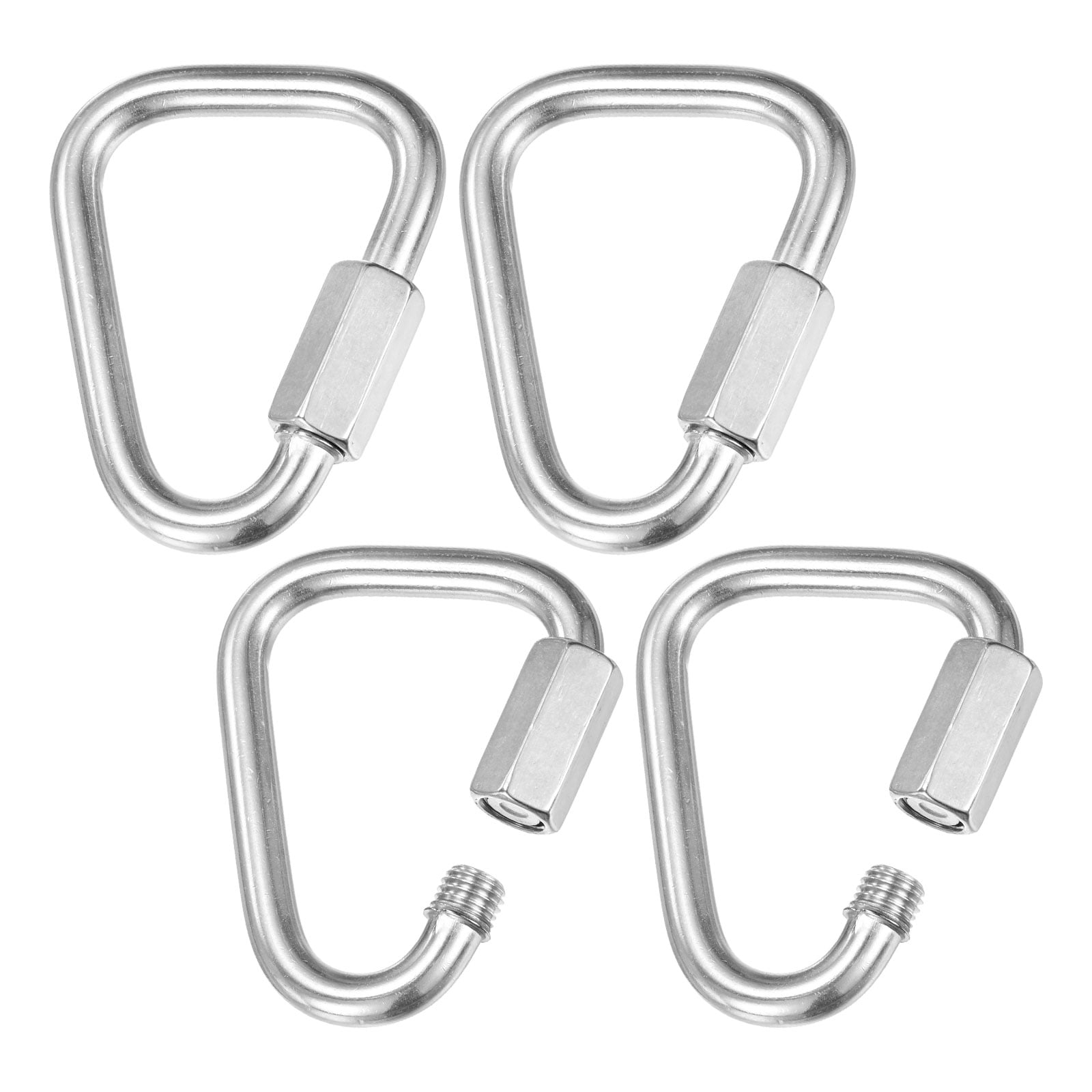 4-Pack Quick Chain Link Connector, M8 5/16" 304 Stainless Steel Triangle Locking Repair Chain Links for Swing/Camping/Hiking/Backpack, Twist Key Ring Screw Chain Link [Silver]