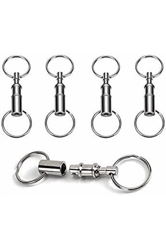 4 Pack Quick Release Detachable Pull Apart Keychain For unisex-adult, Silver