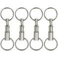 thumbnail image 1 of 4 Pack Quick Release Detachable Pull Apart Keychain Silver Dual Key Ring Snap Lock Holder, 1 of 7