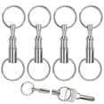 thumbnail image 1 of 4 Pack Quick Release Detachable Pull Apart Keychain, Silver Metal Key Chain with Double Key Ring, Snap Lock Keychain Holder, 1 of 7
