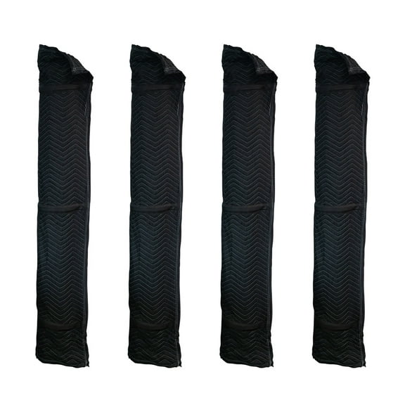 4 Pack Quilted Door Jamb Protector Pad w/ Adjustable Metal Clip - 69"x11" Polyester Washable, and Reusable Black Moving Door Protector