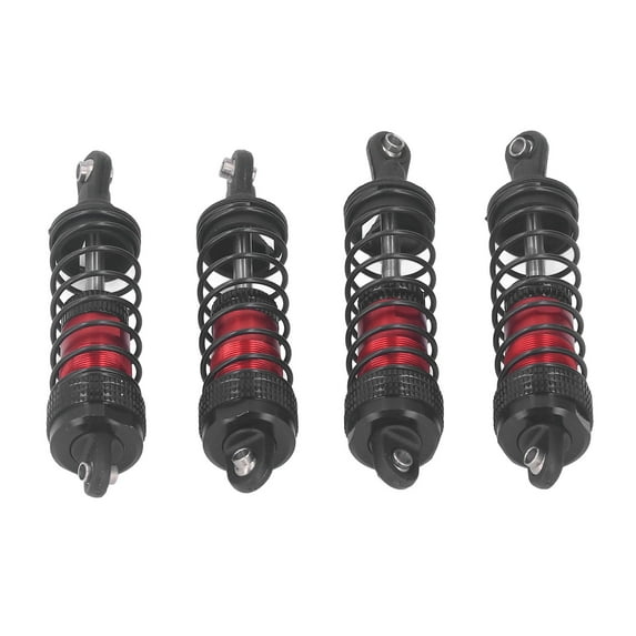 4-Pack RC Car Shock Absorber - Aluminum Alloy, High Elasticity for Stable Performance, Fits 1/14 1/16 Scale Models - Red