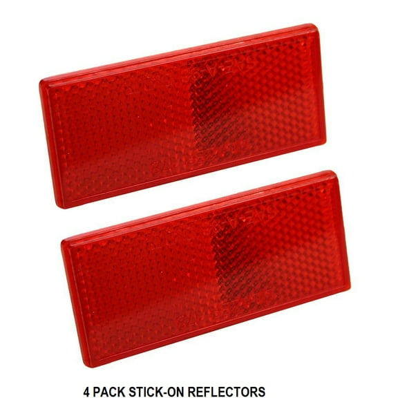 4-Pack RED Reflectors Peel and Stick Backing 1.5" x 3.25"