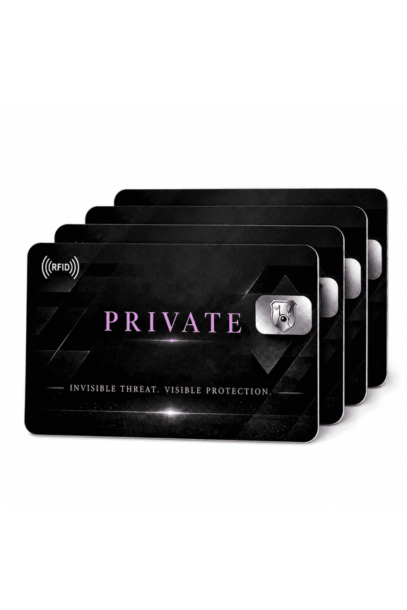 RFID Blocking Cards for Wallet, Credit Card Protector, RFID Card Blocker for Contactless Cards, ID and Passport, Black and Purple, 4 Pack