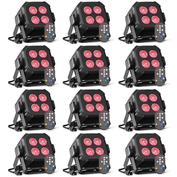 4 Pack RGBWYP+CYAN LED Stage Par Lights - Sound Activated Remote & DMX Controlled for Party Club Disco Wedding Events