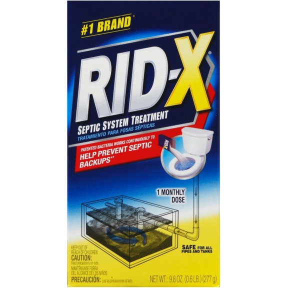 4 Pack - RID-X Septic Treatment, 1 Month Supply Of Powder, 9.8 oz