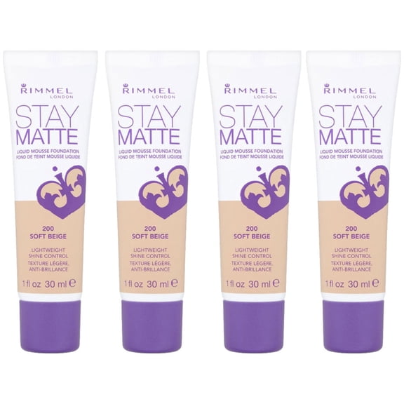 (4 Pack) RIMMEL Stay Matte Liquid Mousse Foundation - Soft Beige 200
