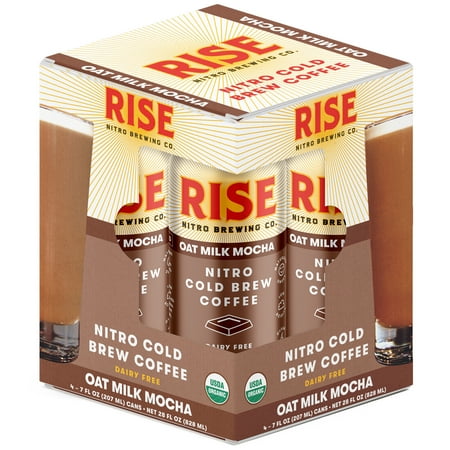 4-Pack RISE Brewing Co. Oat Milk Mocha Nitro Cold Brew, Dairy-Free, 7 fl oz Can