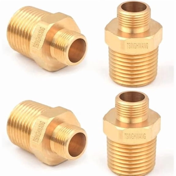 4 Pack RV Faucet Adapter 1/2 to 3/8 Reducer Faucet Supply Line Adapter Brass Compression Fitting Compatible with Plumbing Water Hose Durable Pipe Tube Fitting Adapter Connector for Plumbing Indus