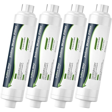 4 Pack RV Inline Water Filter, Garden Hose Filter with KDF for Marine, Camping, Garden, Bathtub Use, Reduces Heavy Metals, Sediment and Odor, Fits Standard 3/4" Garden Hose Thread