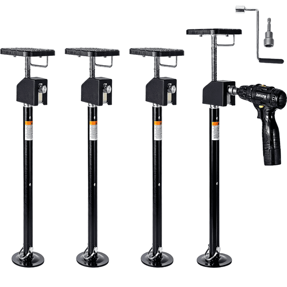 4 Pack RV Slide Out Stabilizer Jacks, Flat Top Block, 20000 LBS Capacity, 21"-49" Quick-Lift Adjustable, Drill & Hand Crank Compatible for Campers, RVs