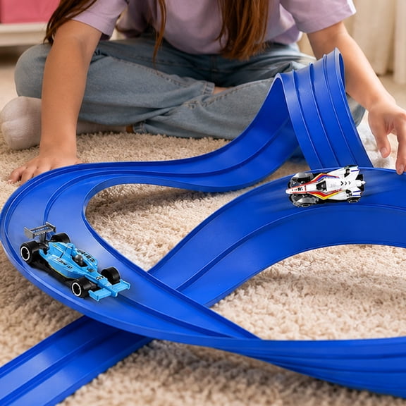 4 Pack Race Cars Toy Set With Racing Tracks, Friction Slide Mini F1 Race Car Models, Multi-Color Pocket Toy Cars for Kid Classroom Prize & Party Favor
