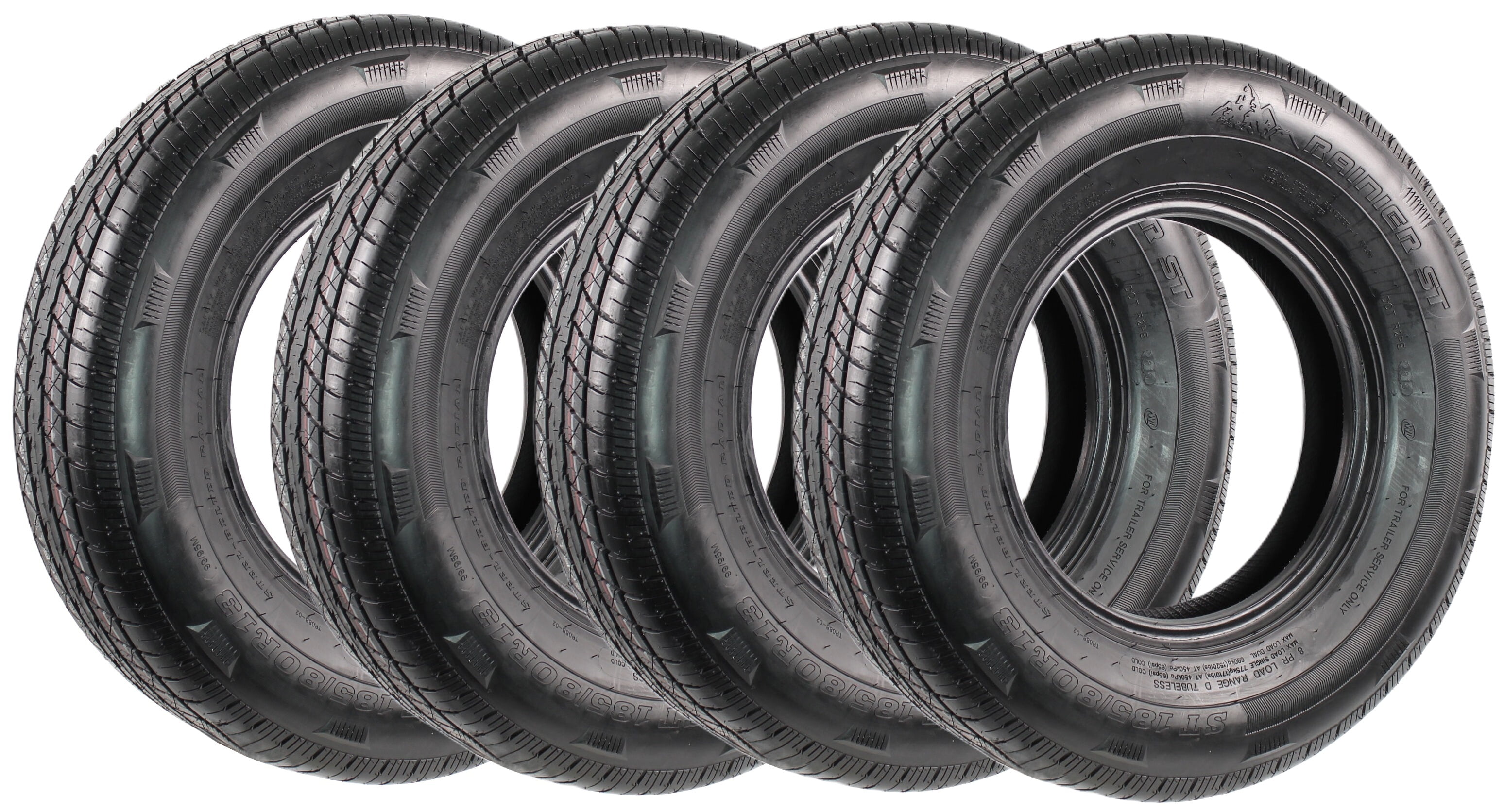 Rainier 4 Pack Radial St18580r13 Trailer Tires Load Range D 1710