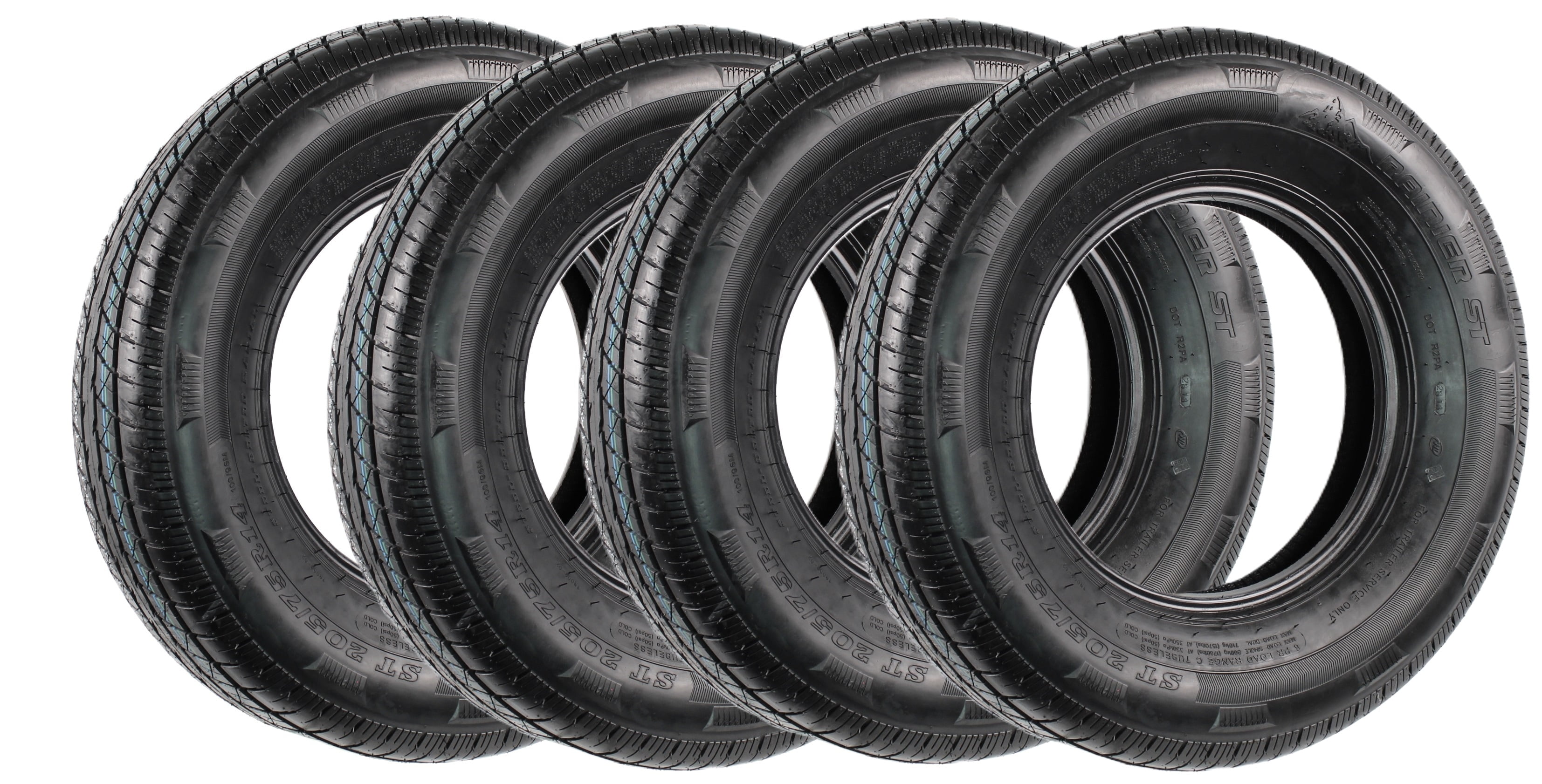 4Pack Radial 205/75R14 Trailer Tires, Load Range C 1760, Rainier