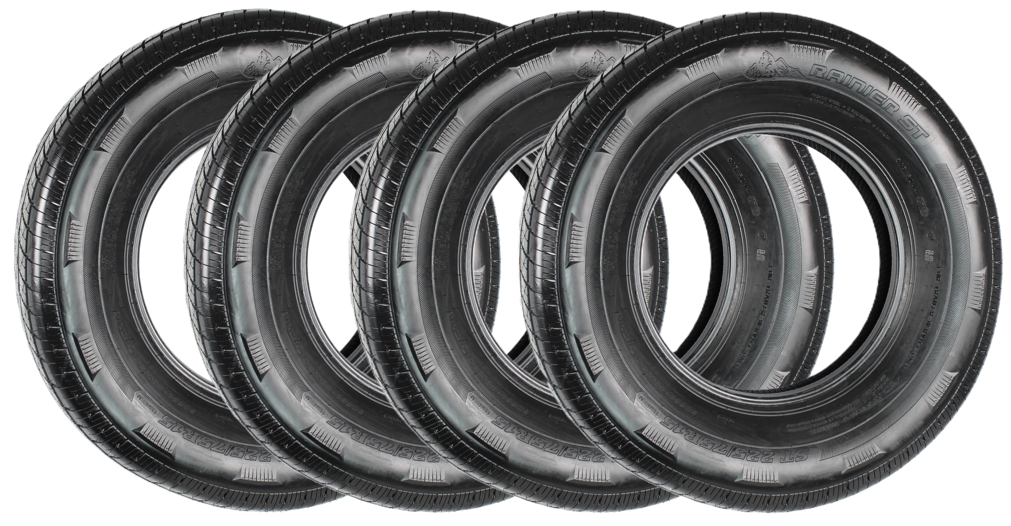 Rainier 4Pack Radial ST225/75R15 Trailer Tires Load Range D, 2540