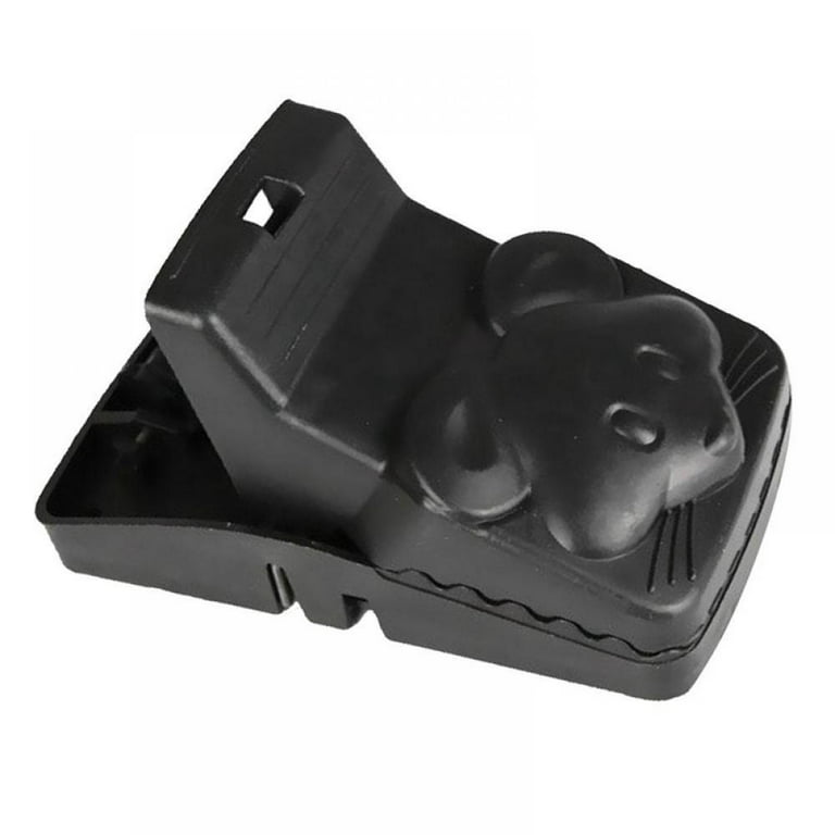 Pest Tek Black Plastic Mouse Trap - Interlocking Teeth, Reusable - 4 1/2 inch x 2 inch x 2 1/4 inch - 6 Count Box