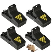 4 Pack Rat Traps, Snap Mouse Traps Indoor for Home, Mice Traps for House, Mouse Snap Traps Easy to Set, No Touch Design, Plastic Mouse Trap for Kitchen, Garage, House, Indoor and Outdoor Use