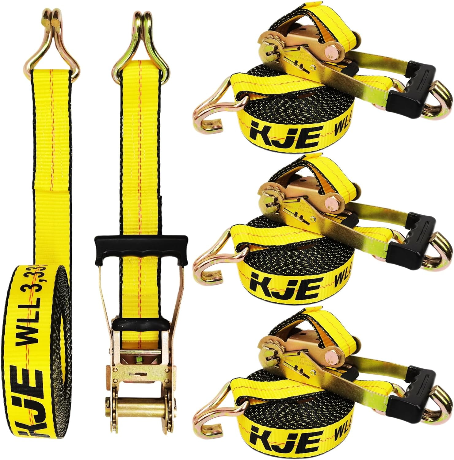 4 Pack Ratchet Straps Heavy Duty,2" X 27' Ratchet Strap 3,333 Lbs